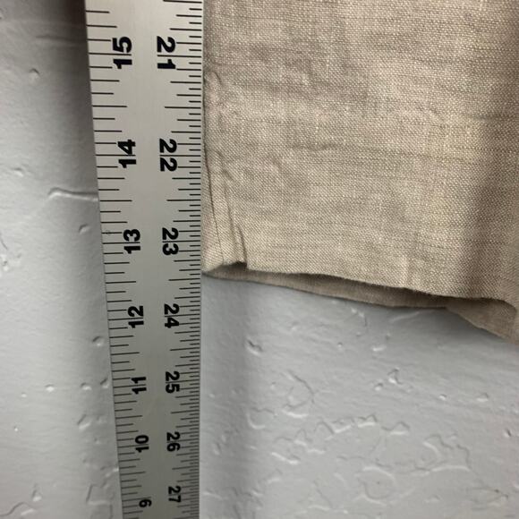 Chico's Linen Crop Wide Leg Pants Womens Size Large (2) Tan Elastic Button Hem - Picture 7 of 9